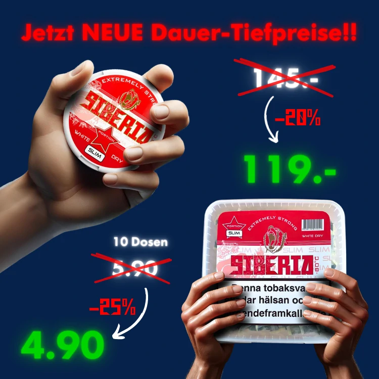 Neue Tiefpreise für Siberia Snus